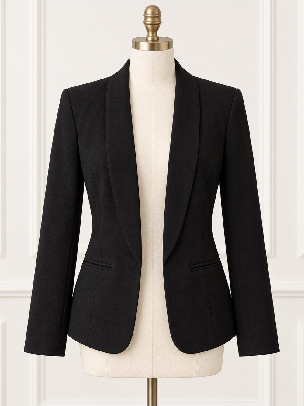 Black Shawl-Collar Tailored Blazer
